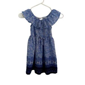 Youngland blue light dark kids' frilly floral summer sundress casual cute dress